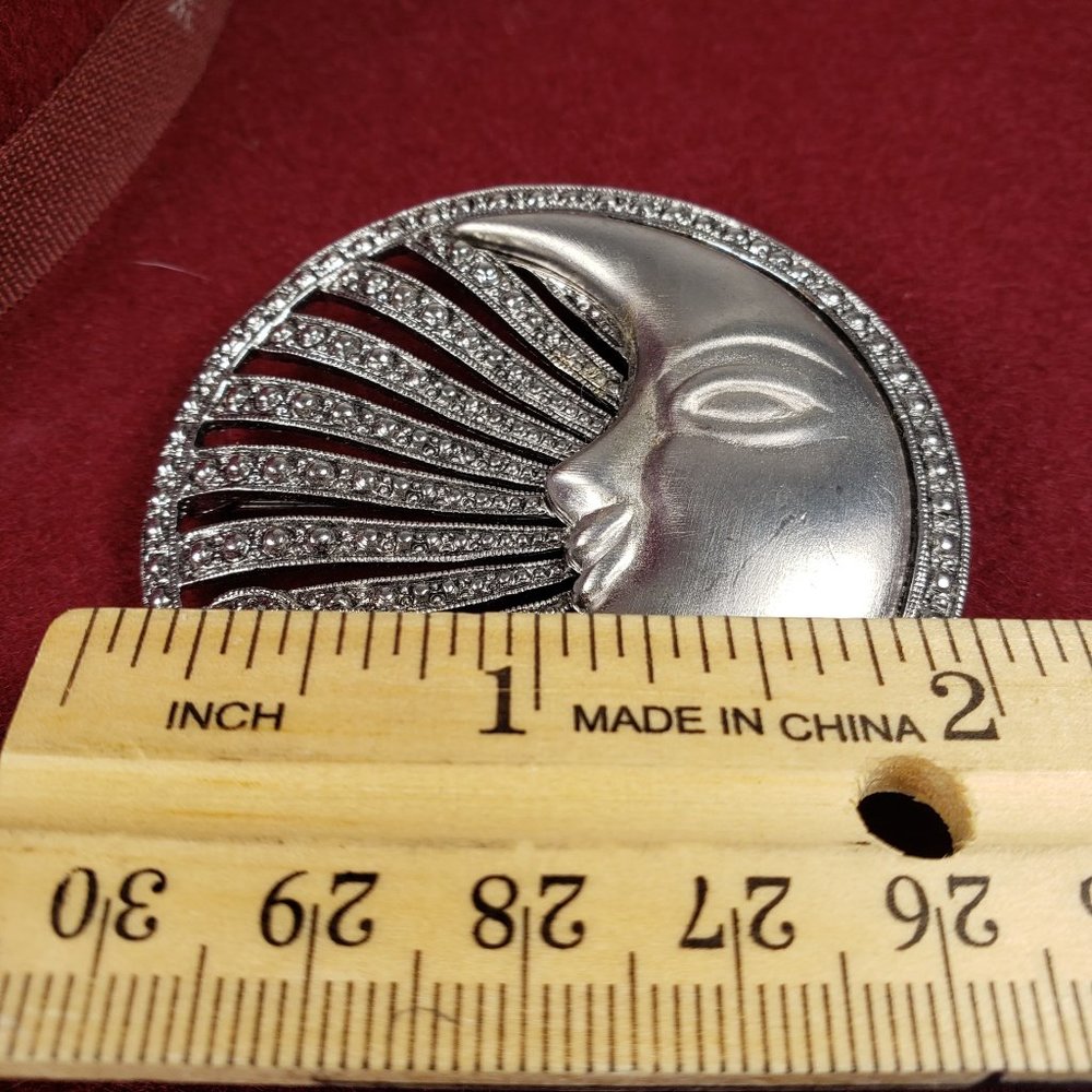 Vintage ‘80s Tona Crescent Moon Art Deco Brooch - Picture 5 of 7